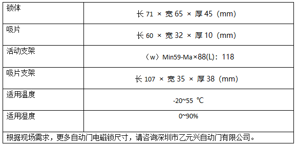 糖心官方网站免费電磁鎖技術參數